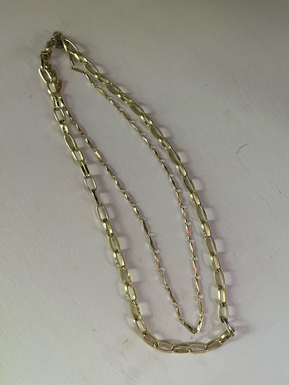 Gold Filled Link Double Chain Necklace